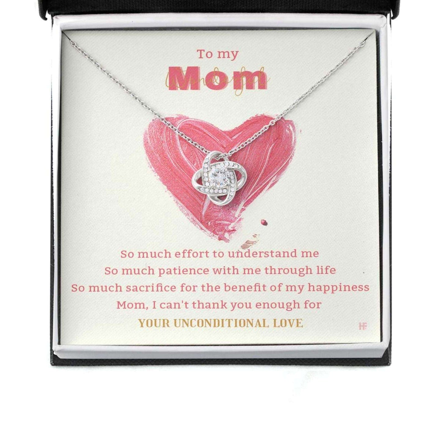 Mom Necklace, Gift For My Wonderful Mom On Mother’S Day With Hand Acrylic Jelly Paint Love Knot Necklaces Gifts for Mother (Mom) Rakva