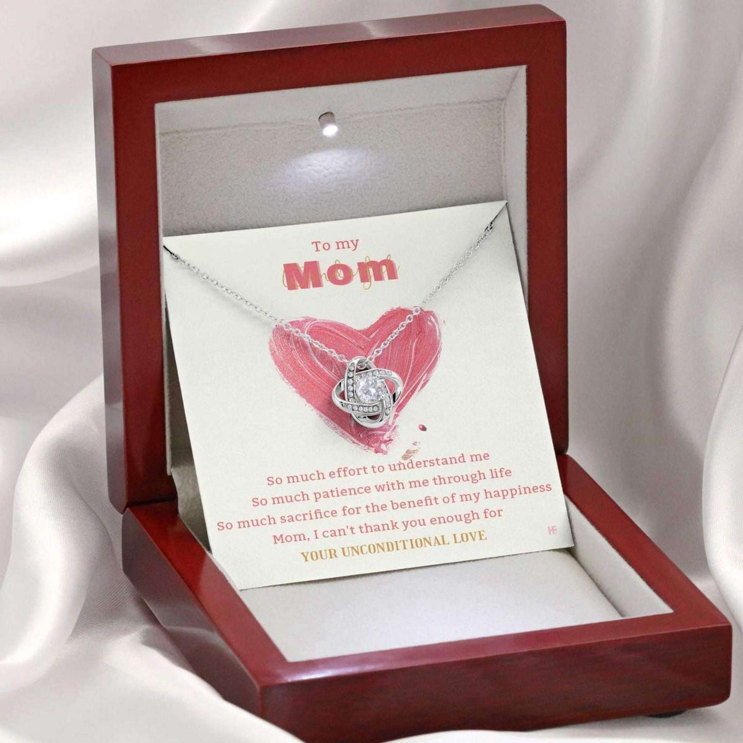 Mom Necklace, Gift For My Wonderful Mom On Mother’S Day With Hand Acrylic Jelly Paint Love Knot Necklaces Gifts for Mother (Mom) Rakva