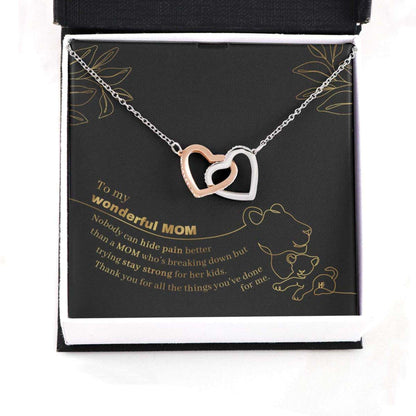 Mom Necklace, Gift For My Wonderful Mom On Mother’S Day With Lioness And Small Cub Lined Art Necklace Gifts for Mother (Mom) Rakva