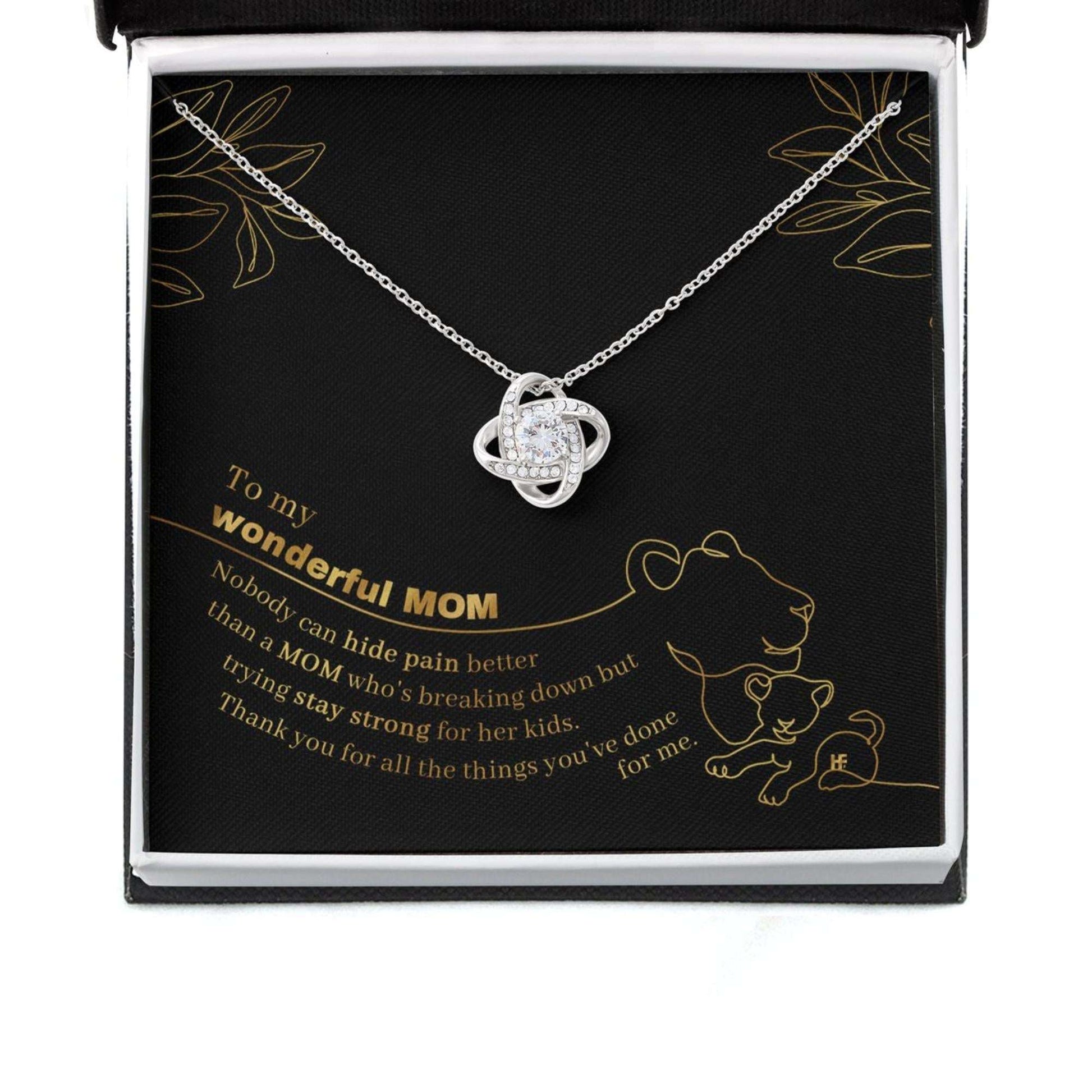 Mom Necklace, Gift For My Wonderful Mom On Mother’S Day With Lioness And Small Cub Lined Love Knot Necklaces Gifts for Mother (Mom) Rakva