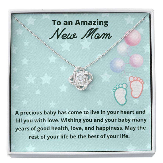 Mom Necklace, Gift For New Mom Love Knot Necklace First Time Mom To Be Gifts, Present For New Mom Gifts For Mom To Be (Future Mom) Rakva