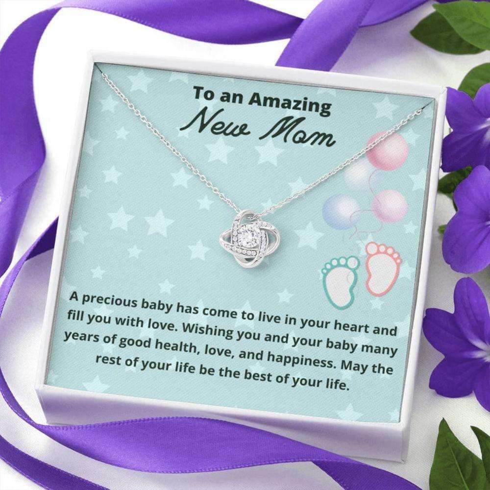 Mom Necklace, Gift For New Mom Love Knot Necklace First Time Mom To Be Gifts, Present For New Mom Gifts For Mom To Be (Future Mom) Rakva