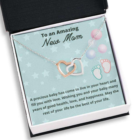 Mom Necklace, Gift For New Mom Two Hearts Necklace First Time Mom To Be Gifts, Present For New Mom Gifts For Mom To Be (Future Mom) Rakva