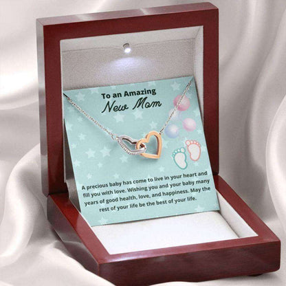 Mom Necklace, Gift For New Mom Two Hearts Necklace First Time Mom To Be Gifts, Present For New Mom Gifts For Mom To Be (Future Mom) Rakva