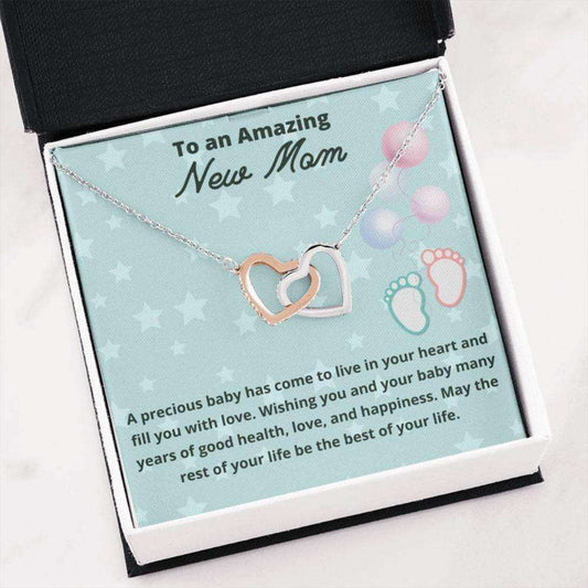 Mom Necklace, Gift For New Mom Two Hearts Necklace First Time Mom To Be Gifts, Present For New Mom, Unique New Mom Gift Gifts For Mom To Be (Future Mom) Rakva
