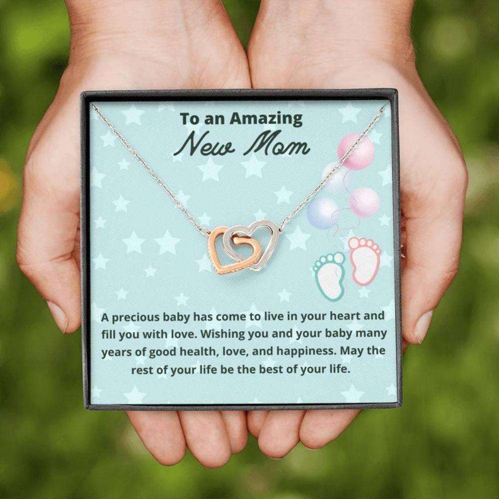 Mom Necklace, Gift For New Mom Two Hearts Necklace First Time Mom To Be Gifts, Present For New Mom, Unique New Mom Gift Gifts For Mom To Be (Future Mom) Rakva