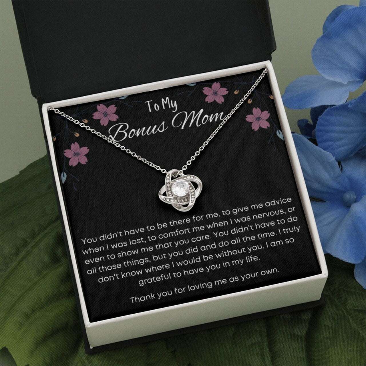 Mom Necklace, Gift For Step Mom To The Most Bonus Mom Necklace Thank You For Loving Me Gifts for Mother (Mom) Rakva