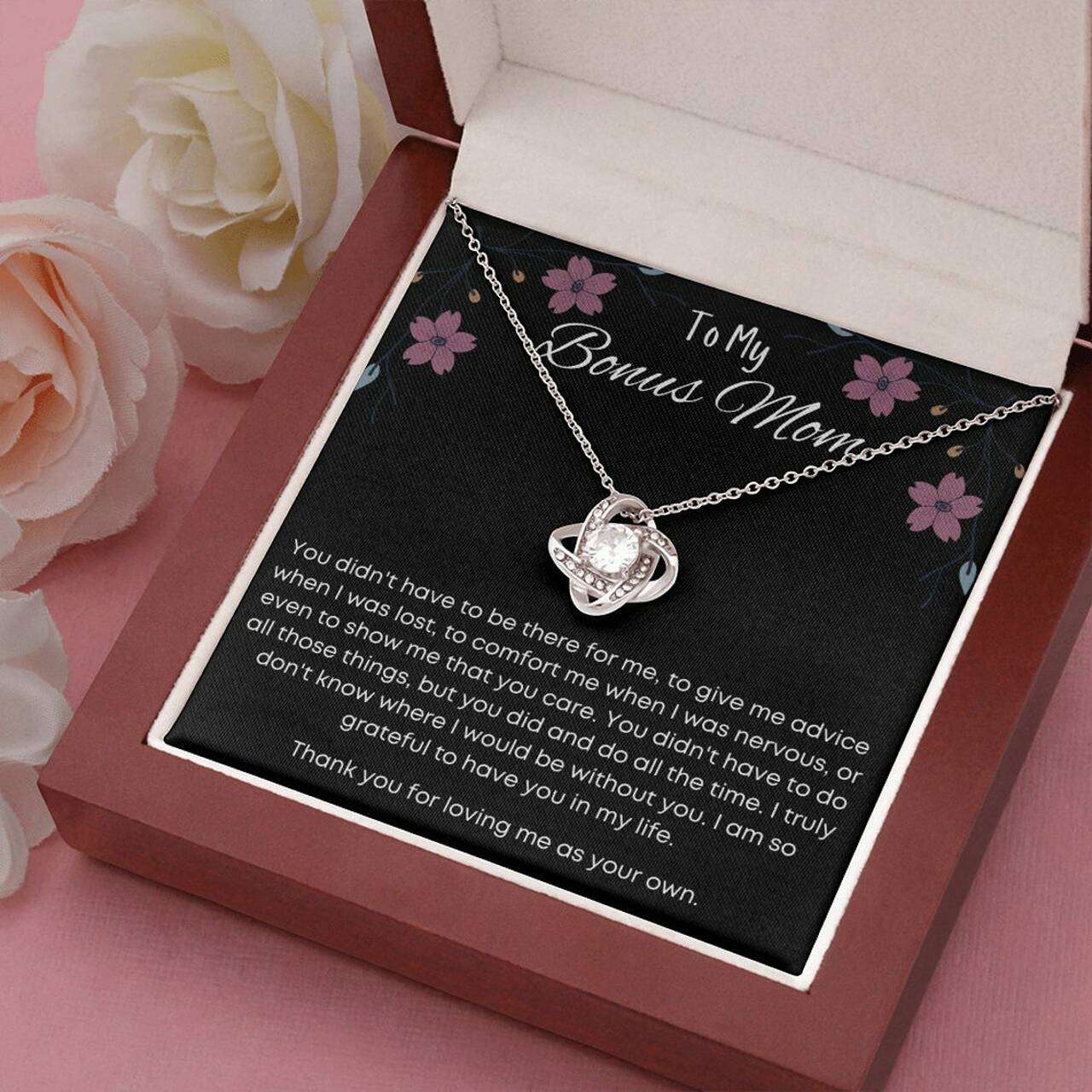 Mom Necklace, Gift For Step Mom To The Most Bonus Mom Necklace Thank You For Loving Me Gifts for Mother (Mom) Rakva