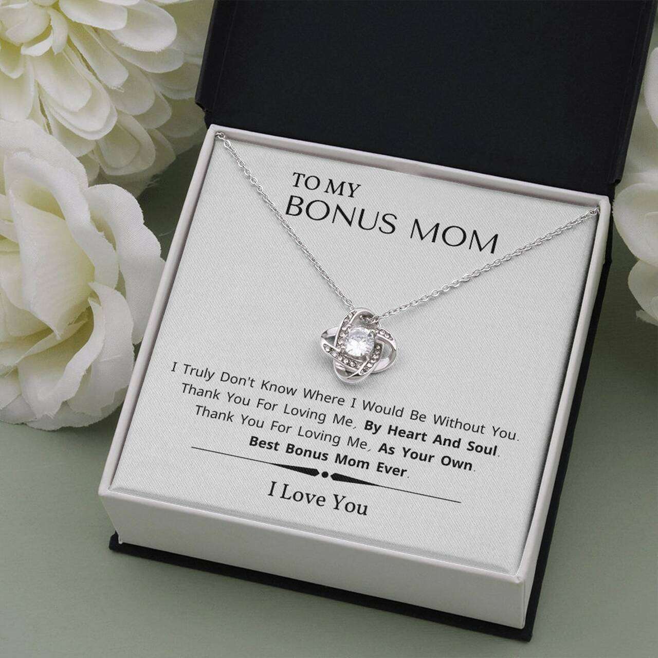 Mom Necklace, Gift For Stepmom To My Bonus Mom Necklace Thank You For Loving Me, Mom Jewelry Gifts for Mother (Mom) Rakva