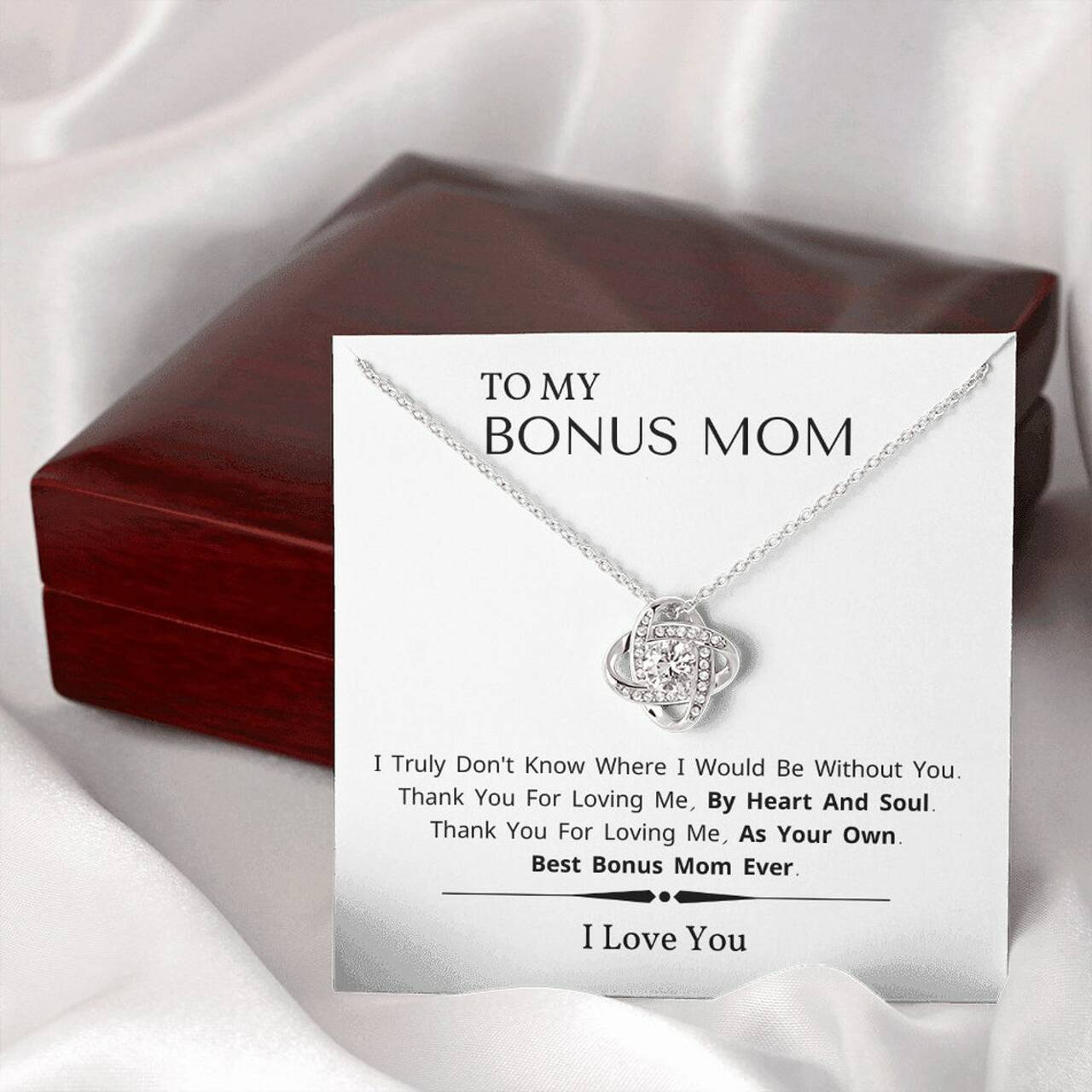 Mom Necklace, Gift For Stepmom To My Bonus Mom Necklace Thank You For Loving Me, Mom Jewelry Gifts for Mother (Mom) Rakva