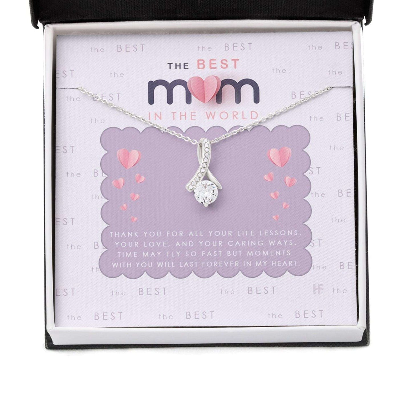 Mom Necklace, Gift For The Best Mom In The World On Mother’S Day With Pink Paper Alluring Beauty Necklaces Gifts for Mother (Mom) Rakva