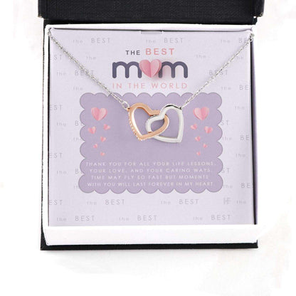 Mom Necklace, Gift For The Best Mom In The World On Mother’S Day With Pink Paper Interlocking Hearts Necklaces Gifts for Mother (Mom) Rakva