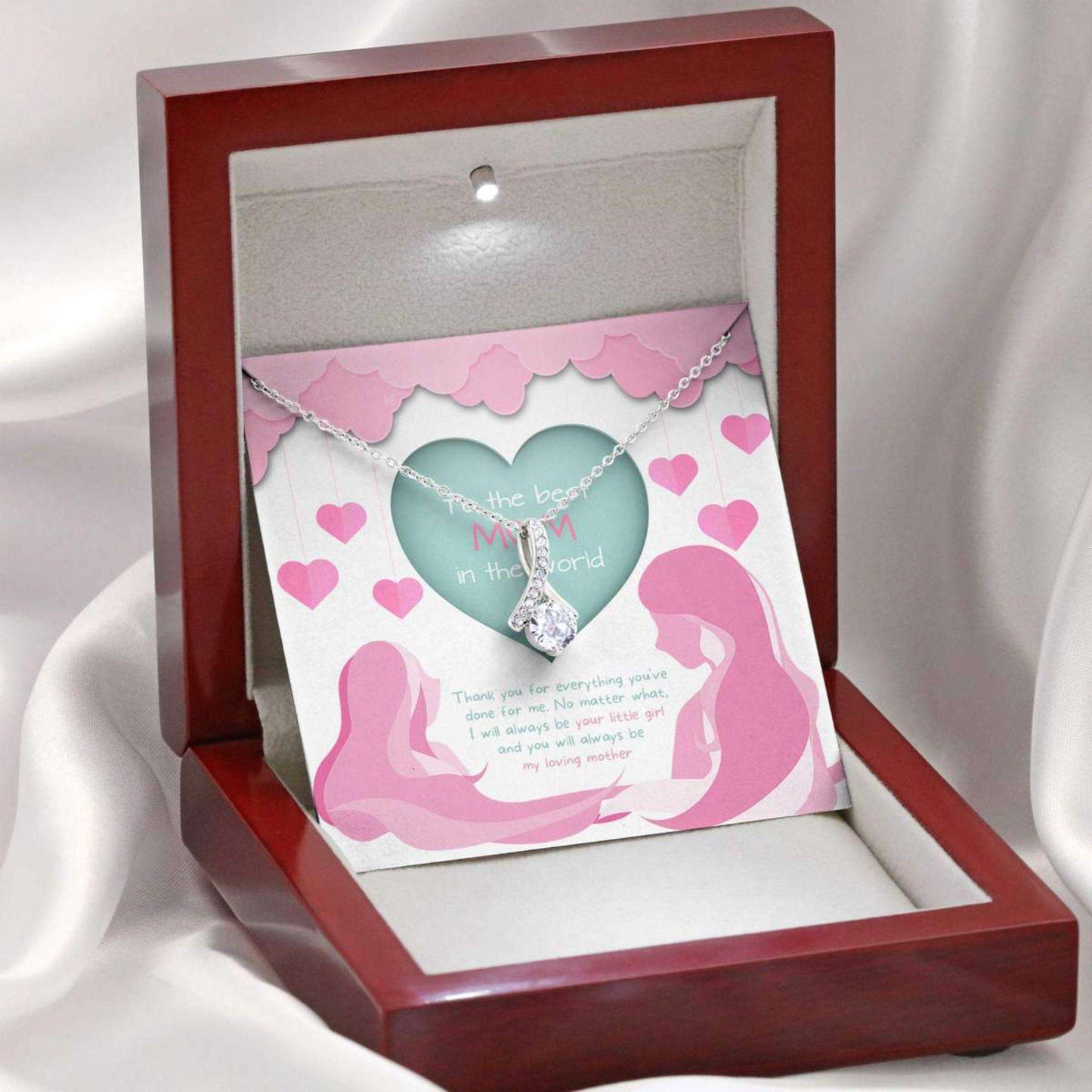 Mom Necklace, Gift For The Best Mom In The World With Pink & Green Paper Heart, Alluring Beauty Necklaces Gifts for Mother (Mom) Rakva