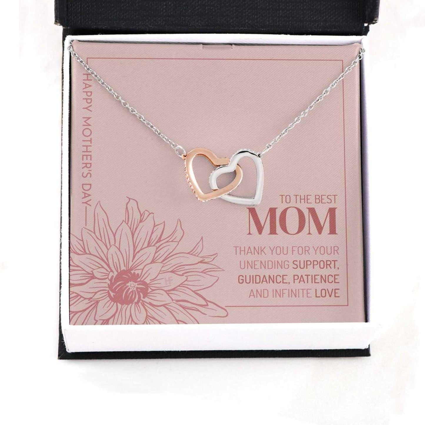 Mom Necklace, Gift For The Best Mom On Mother’S Day With Lined Drawing Flower Interlocking Hearts Necklaces Gifts for Mother (Mom) Rakva