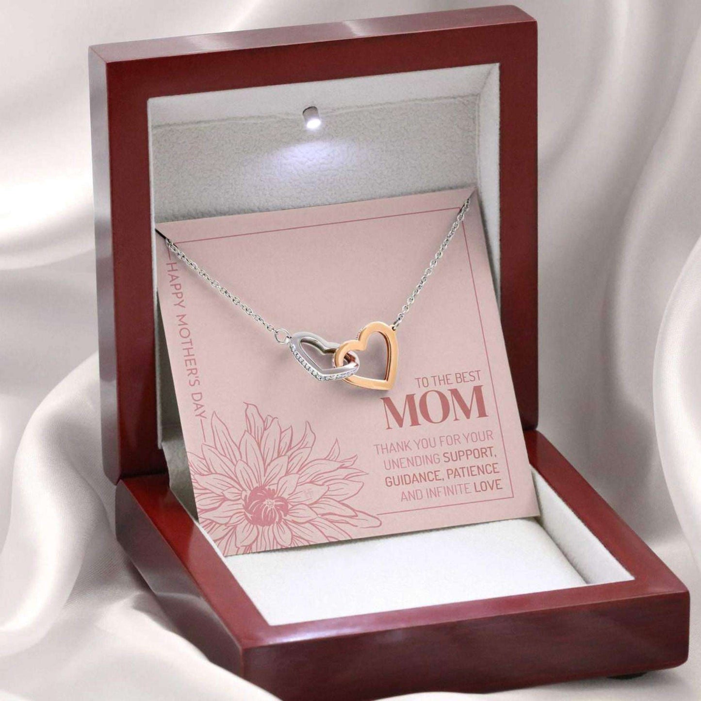 Mom Necklace, Gift For The Best Mom On Mother’S Day With Lined Drawing Flower Interlocking Hearts Necklaces Gifts for Mother (Mom) Rakva