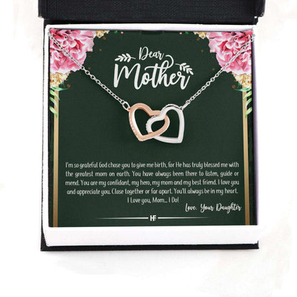 Mom Necklace, Gift For Your Mom On Mother’S Day With Carnation Interlocking Hearts Necklaces Gifts for Mother (Mom) Rakva