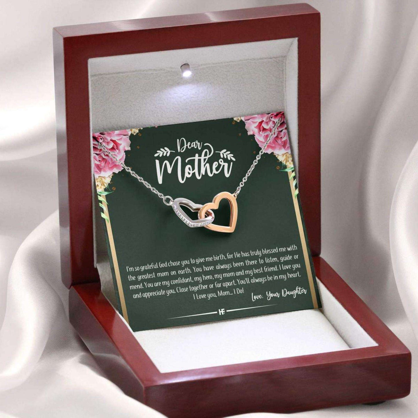 Mom Necklace, Gift For Your Mom On Mother’S Day With Carnation Interlocking Hearts Necklaces Gifts for Mother (Mom) Rakva