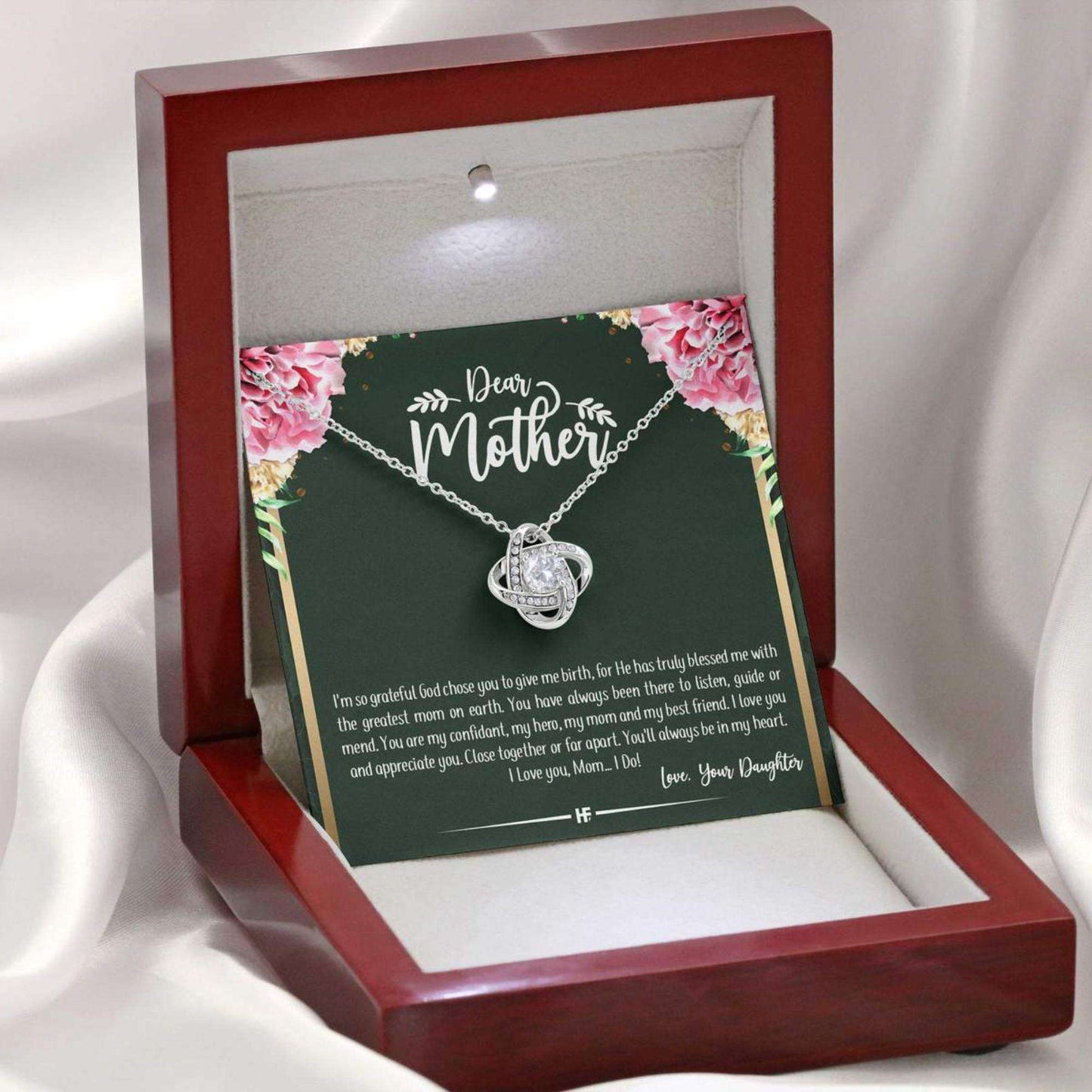 Mom Necklace, Gift For Your Mom On Mother’S Day With Carnation Love Knot Necklaces Gifts for Mother (Mom) Rakva