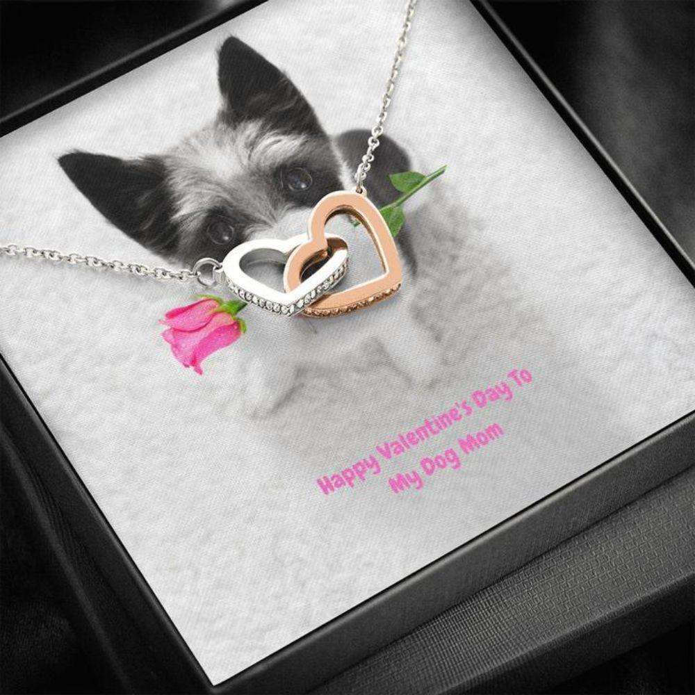 Mom Necklace, Gift Necklace Message Card “ Black And White Puppy “ To My Dog Mom Happy Valentine’S Day Gifts for Mother (Mom) Rakva