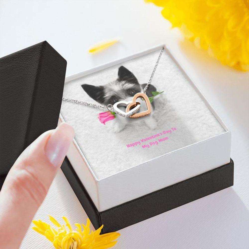 Mom Necklace, Gift Necklace Message Card “ Black And White Puppy “ To My Dog Mom Happy Valentine’S Day Gifts for Mother (Mom) Rakva