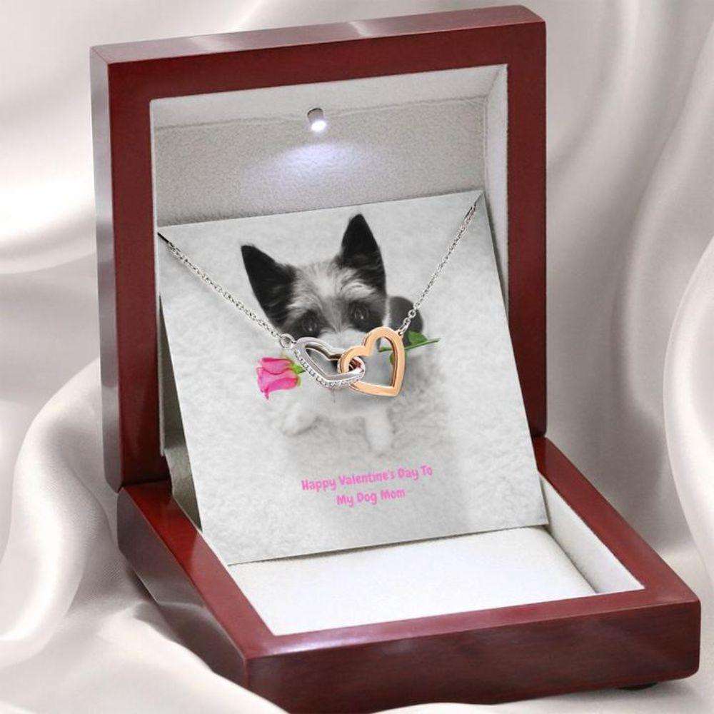 Mom Necklace, Gift Necklace Message Card “ Black And White Puppy “ To My Dog Mom Happy Valentine’S Day Gifts for Mother (Mom) Rakva