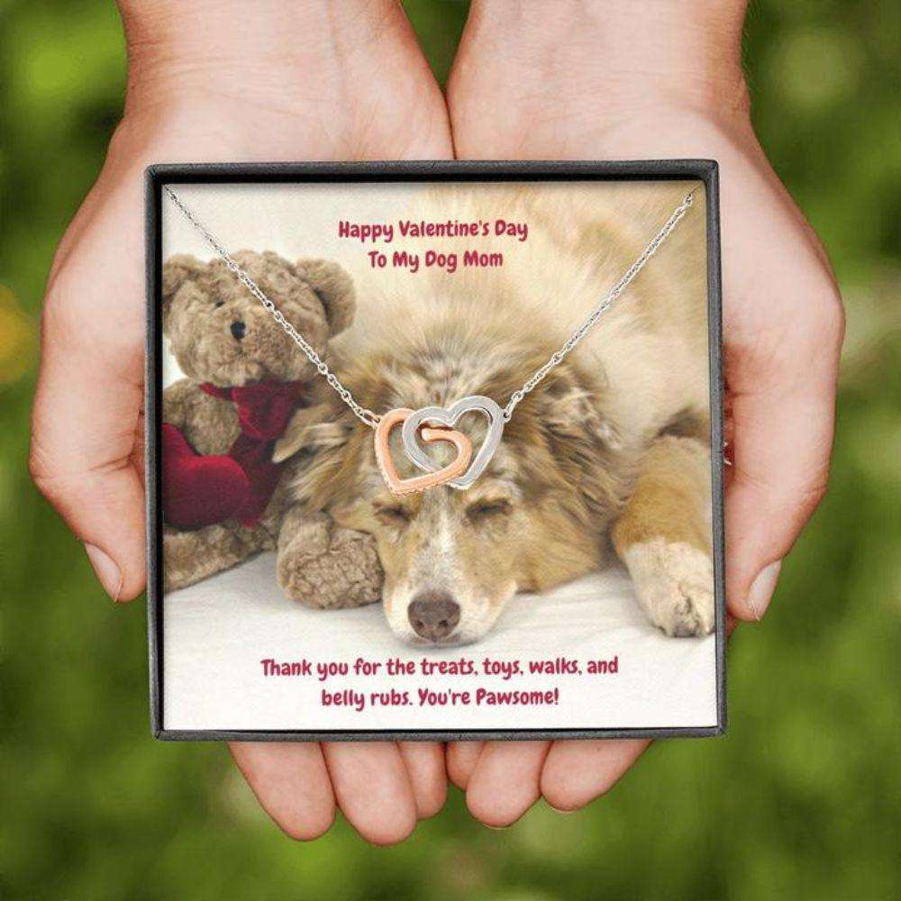 Mom Necklace, Gift Necklace Message Card “ To My Australian Shepherd Dog Mom Happy Valentine’S Day Gifts for Mother (Mom) Rakva