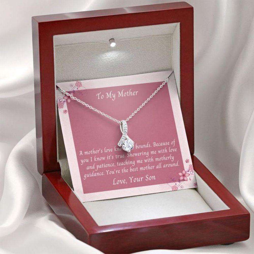 Mom Necklace, Gift Necklace Message Card To My Mother From Son “ A Mother’S Love Gifts for Mother (Mom) Rakva