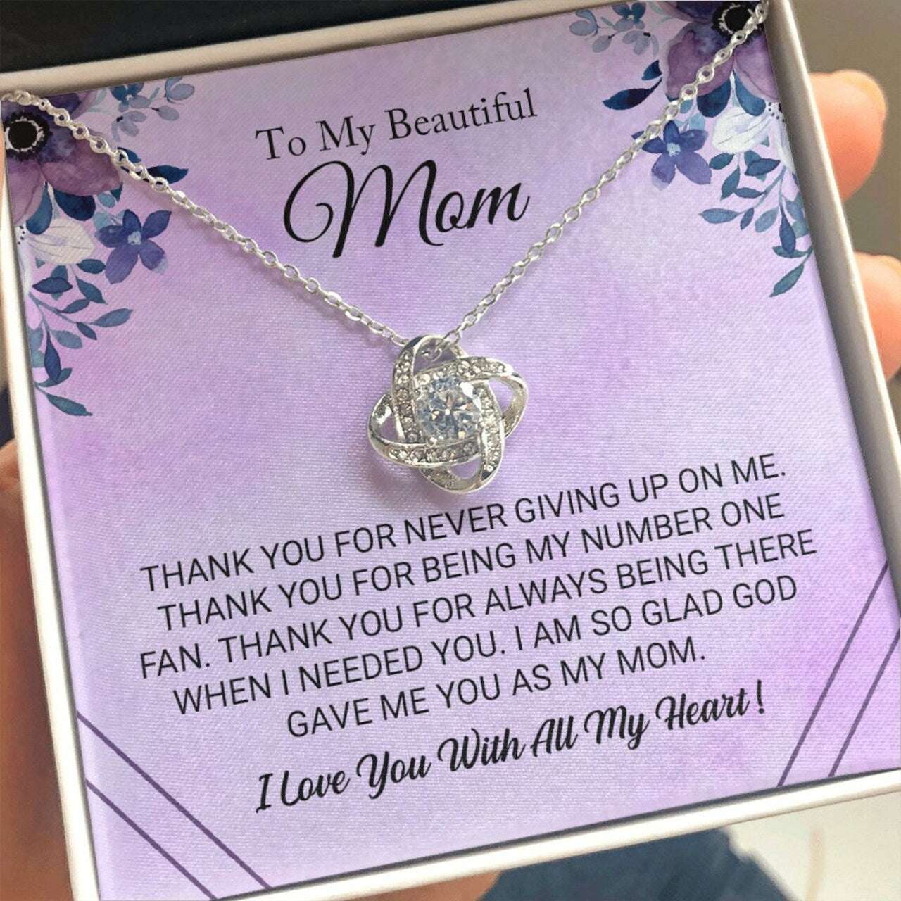 Mom Necklace, Gift To Beauitiful Mom From Daughter Necklace Love Knot Gifts For Daughter Rakva