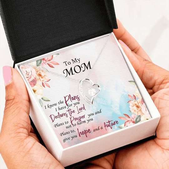 Mom Necklace, Give You Hope And A Future Forever Love Necklace For Mom Gifts for Mother (Mom) Rakva