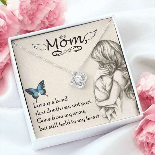 Mom Necklace, Gone From My Arms But Still Held In My Heart Love Knot Necklace Gift For Mom Gifts for Mother (Mom) Rakva