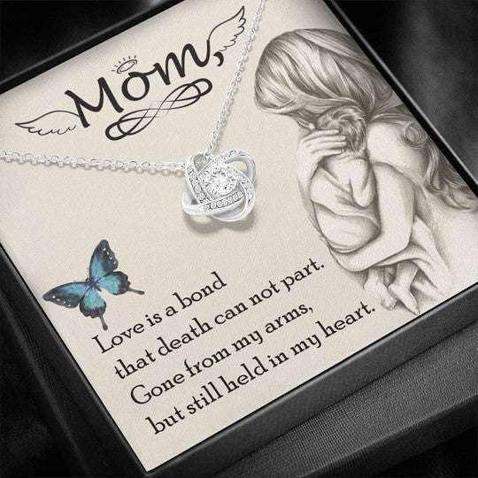 Mom Necklace, Gone From My Arms But Still Held In My Heart Love Knot Necklace Gift For Mom Gifts for Mother (Mom) Rakva