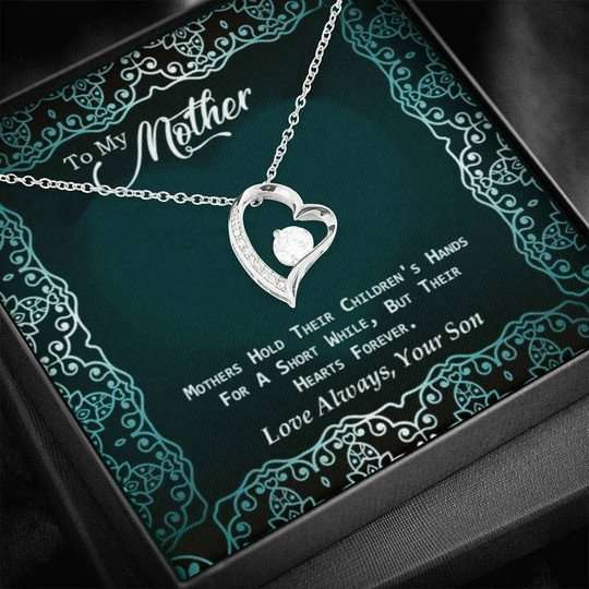 Mom Necklace, Green Paisley Son Gift For Mom Forever Love Necklace Love Always Gifts for Mother (Mom) Rakva