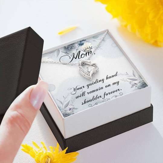 Mom Necklace, Grey Rose Gift For Mom Forever Love Necklace Thank For Your Guiding Gifts for Mother (Mom) Rakva