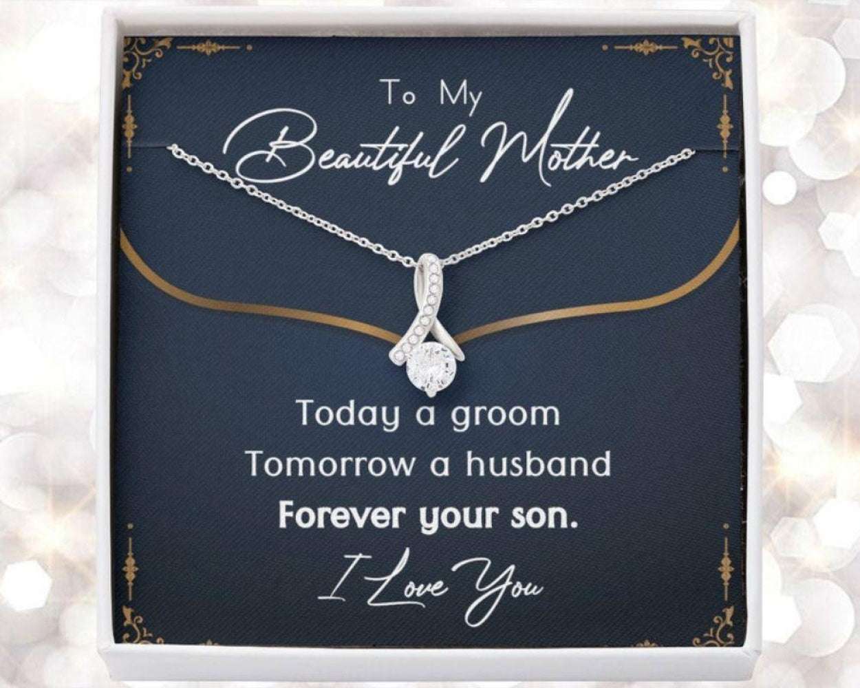 Mom Necklace, Groom Gift To Mother, Mother Of The Groom Gift From Son, Gift From Groom To Mom, Groom To Mother Of The Groom Gifts for Mother (Mom) Rakva