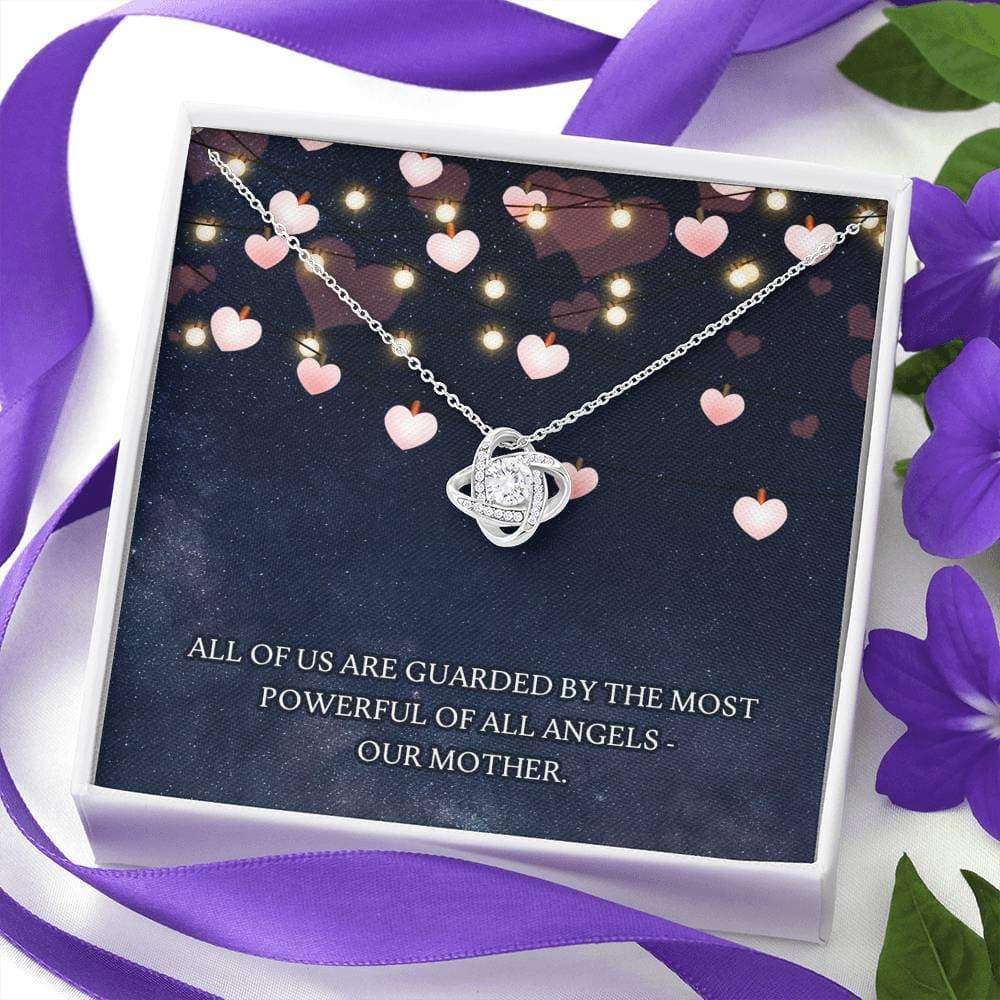 Mom Necklace, Guarded By Our Mother Love Knot Necklace Gifts for Mother (Mom) Rakva