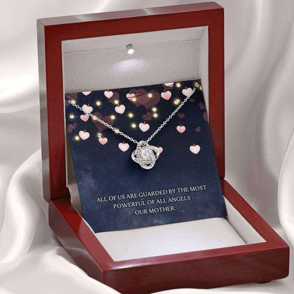 Mom Necklace, Guarded By Our Mother Love Knot Necklace Gifts for Mother (Mom) Rakva