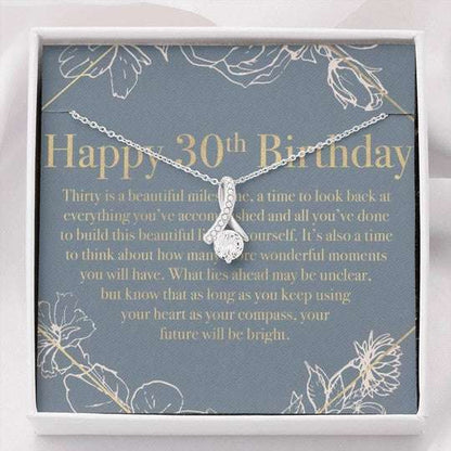 Mom Necklace, Happy 30Th Birthday Necklace Your Future Will Be Bright Gift For Mom Necklace Gifts for Mother (Mom) Rakva