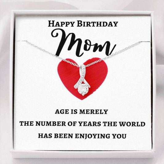 Mom Necklace, Happy Birthday Mom Alluring Beauty Necklace Message Card Gift Box Gifts for Mother (Mom) Rakva