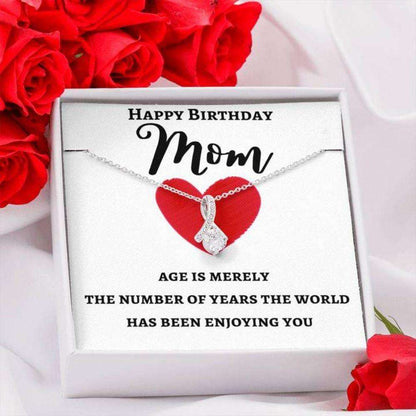 Mom Necklace, Happy Birthday Mom Alluring Beauty Necklace Message Card Gift Box Gifts for Mother (Mom) Rakva