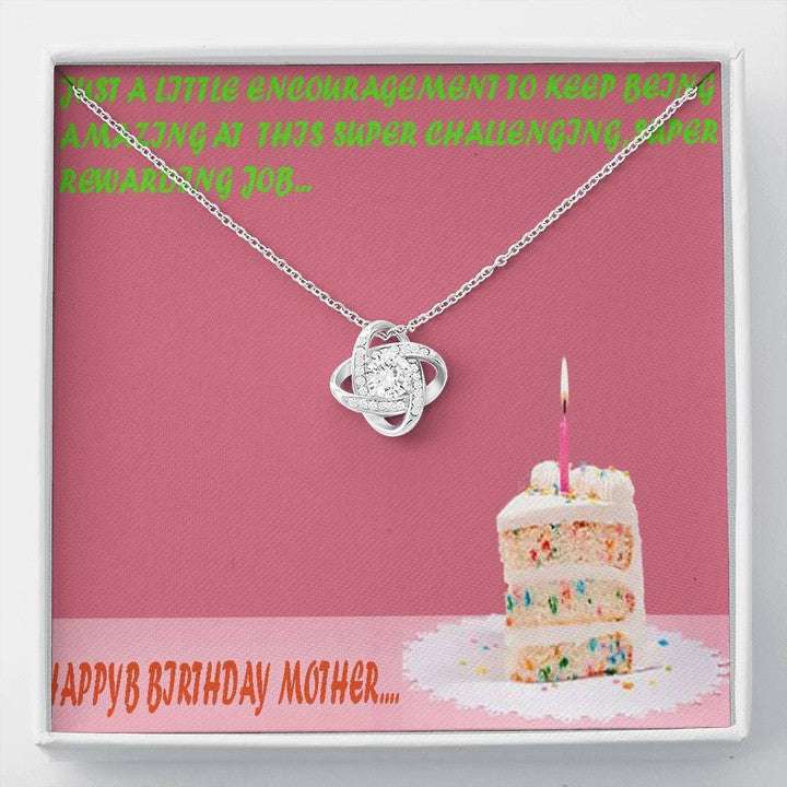 Mom Necklace, Happy Birthday Mother Lovely Cake Love Knot Necklace For Mom Gifts for Mother (Mom) Rakva