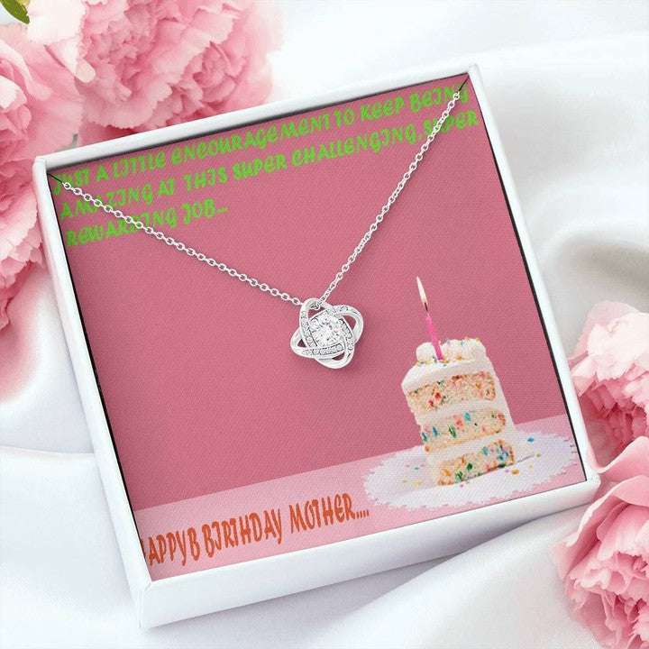 Mom Necklace, Happy Birthday Mother Lovely Cake Love Knot Necklace For Mom Gifts for Mother (Mom) Rakva