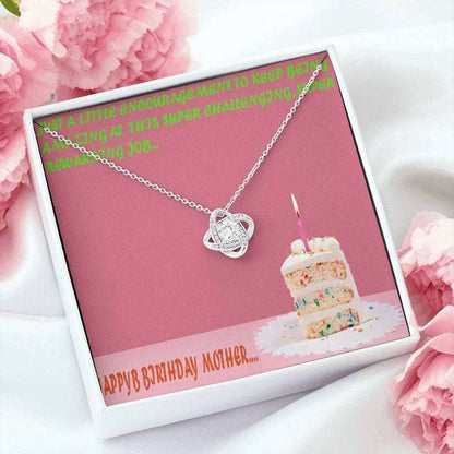 Mom Necklace, Happy Birthday Mother Lovely Cake Love Knot Necklace For Mom Gifts for Mother (Mom) Rakva