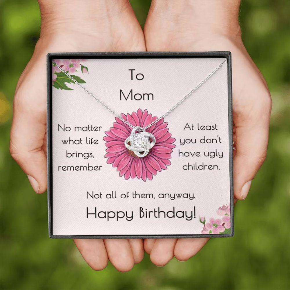 Mom Necklace, Happy Birthday Necklace Gift For Mom “ I Love You “ Not Ugly! Gifts for Mother (Mom) Rakva