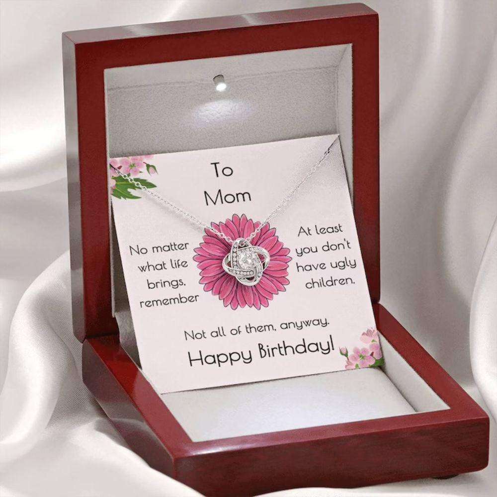 Mom Necklace, Happy Birthday Necklace Gift For Mom “ I Love You “ Not Ugly! Gifts for Mother (Mom) Rakva