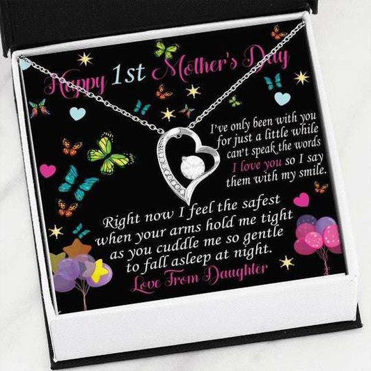 Mom Necklace, Happy First Mother’S Day Toddler Gift For Mom Forever Love Necklace Gifts for Mother (Mom) Rakva