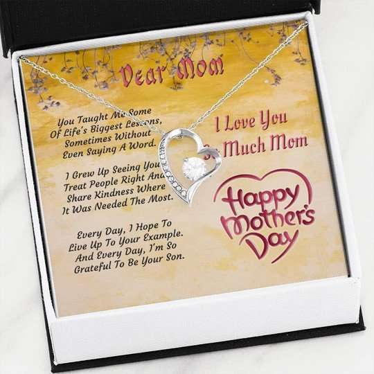 Mom Necklace, Happy Mother’S Day I Love You Much Mom Forever Love Necklace Gift For Mom Gifts for Mother (Mom) Rakva