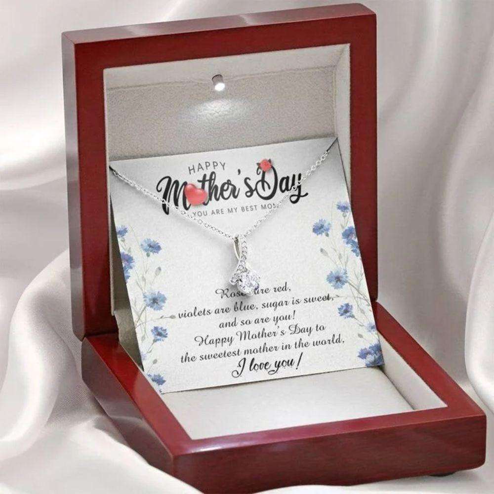 Mom Necklace, Happy Mother’S Day Necklace Gift, Alluring Beauty Necklace Gift For Mom, Lovely Message On Mothers Day Gifts for Mother (Mom) Rakva