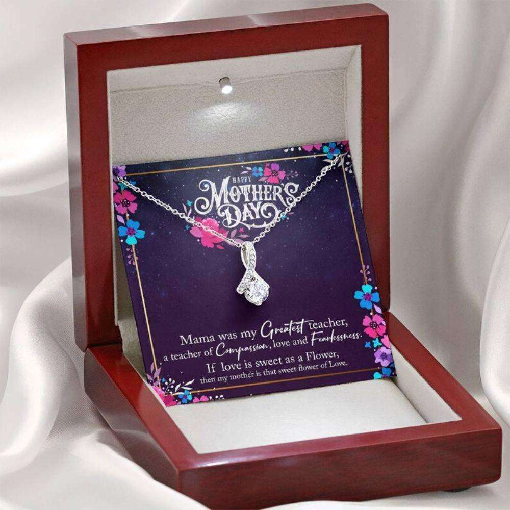 Mom Necklace, Happy Mother’S Day Necklace Gift For Mom, Mama Was My Greatest Teacher Gifts for Mother (Mom) Rakva