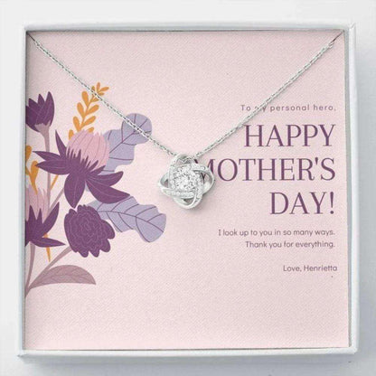 Mom Necklace, Happy Mother’S Day Necklace Gift, I Look Up To You In So Many Ways, Love Knot Necklace Gift For Mom Gifts for Mother (Mom) Rakva