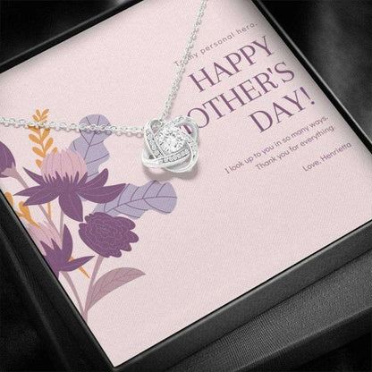 Mom Necklace, Happy Mother’S Day Necklace Gift, I Look Up To You In So Many Ways, Love Knot Necklace Gift For Mom Gifts for Mother (Mom) Rakva